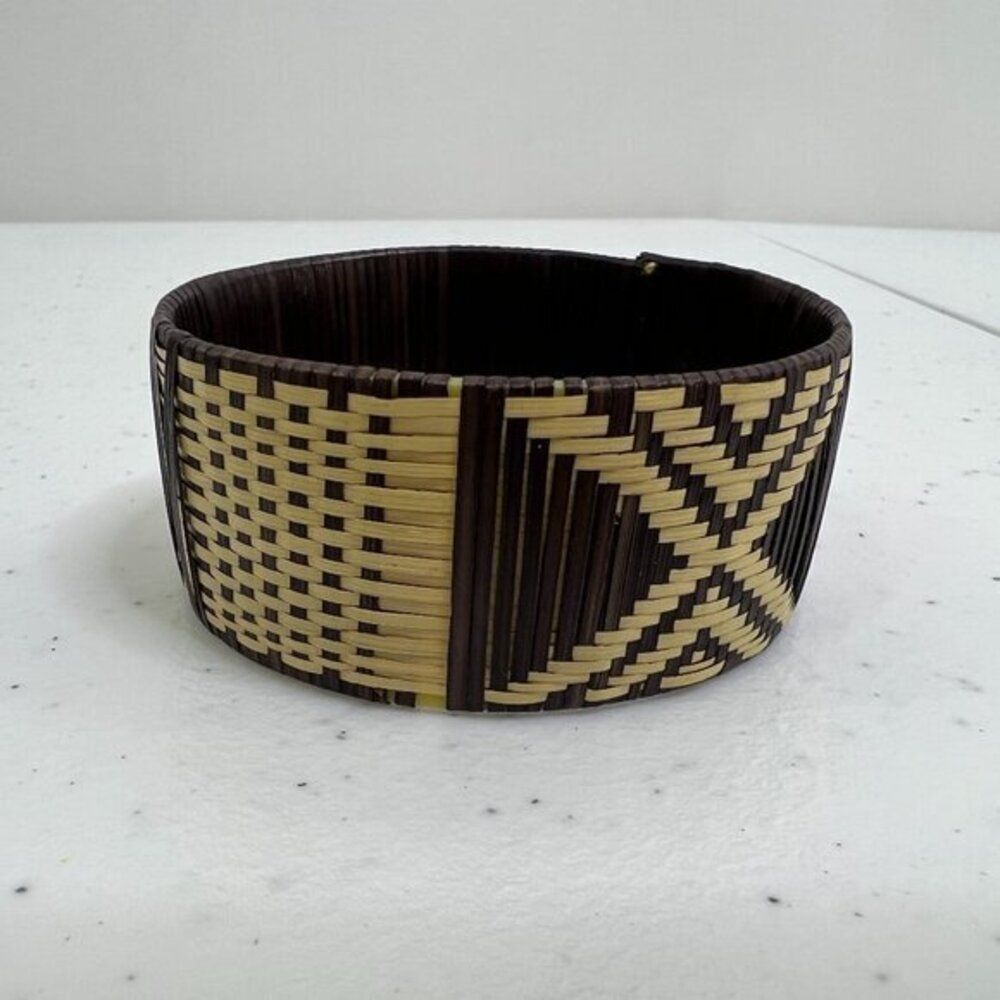 Weave‎ Bracelet Columbia Brown Tan Bangle Cuff Boho Tribal Ethnic Rattan